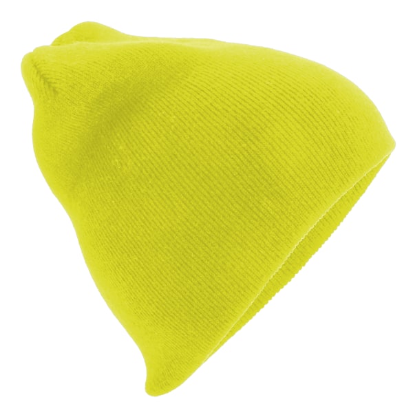 Beechfield Plain Basic Stickad Vinter Beanie Hat One Size Fluor Fluorescent Yellow One Size