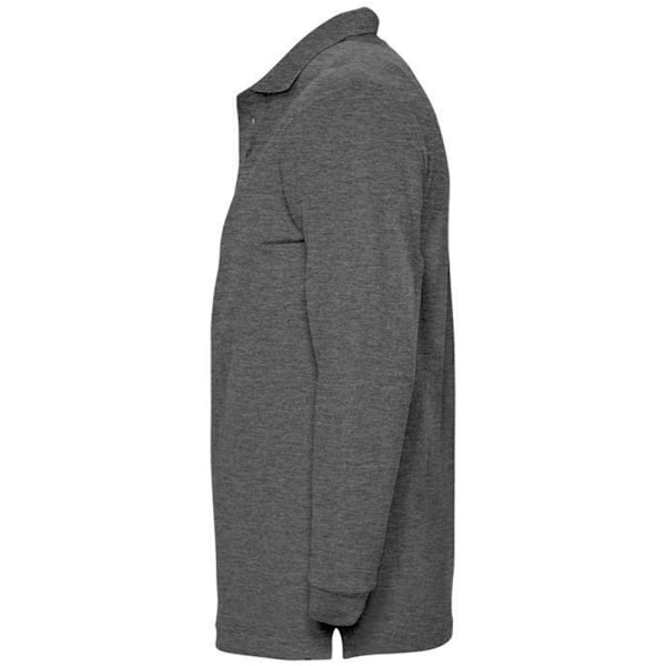 SOLS Herr Winter II Långärmad Pique Bomull Polotröja XL Char Charcoal Marl XL