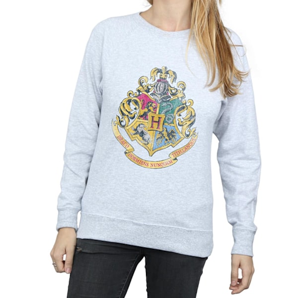 Harry Potter Dam/Damer Hogwarts Distressed Crest Sweatshirt Heather Grey M