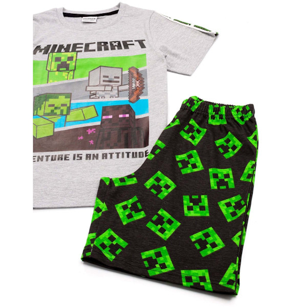 Minecraft Pojkar Kort Pyjamas Set 8-9 År Heather Grey/Svart/Grön Heather Grey/Black/Green 8-9 Years