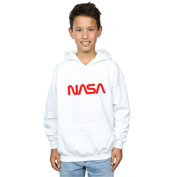 NASA Boys Modern Logo Hoodie 5-6 år Vit White 5-6 Years