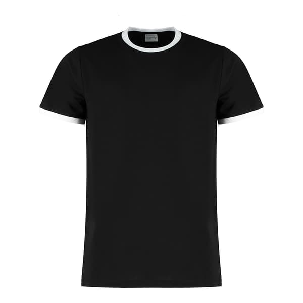 Kustom Kit Herr Ringer T-shirt L Svart/Vit Black/White L