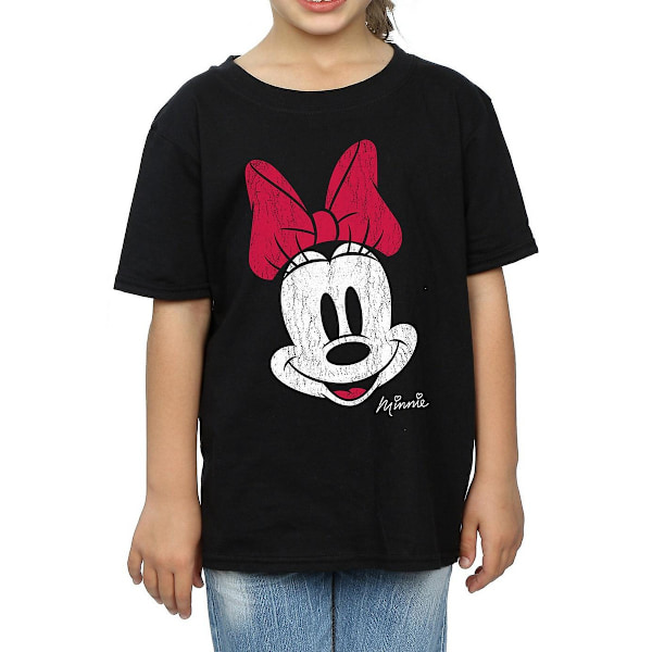 Disney Girls Minnie Mouse Face Bomull T-shirt 9-11 År Svart Black 9-11 Years