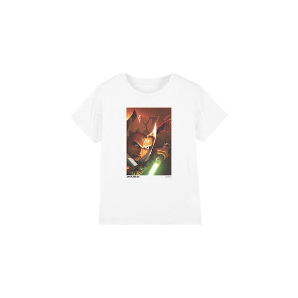 Ahsoka Barn/Flickor Panel T-shirt 12-13 År Vit White 12-13 Years