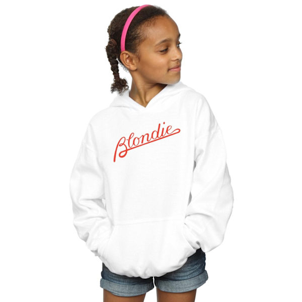 Blondie Girls Lines Logo Hoodie 9-11 år Vit White 9-11 Years