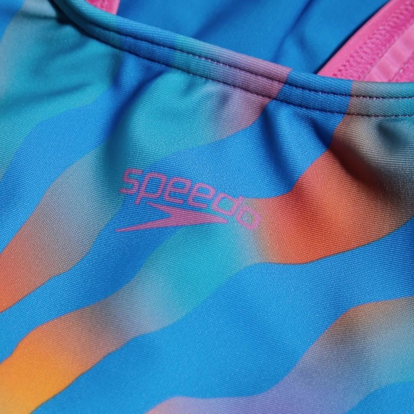 Speedo Flickor Tryckt Baddräkt i Ett Stycke 5-6 År Blå/Gul Blue/Yellow 5-6 Years