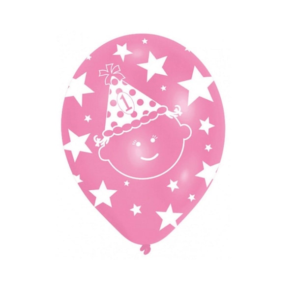 Amscan Första Födelsedag Ballonger (6-pack) En Storlek Rosa/Vit Pink/White One Size