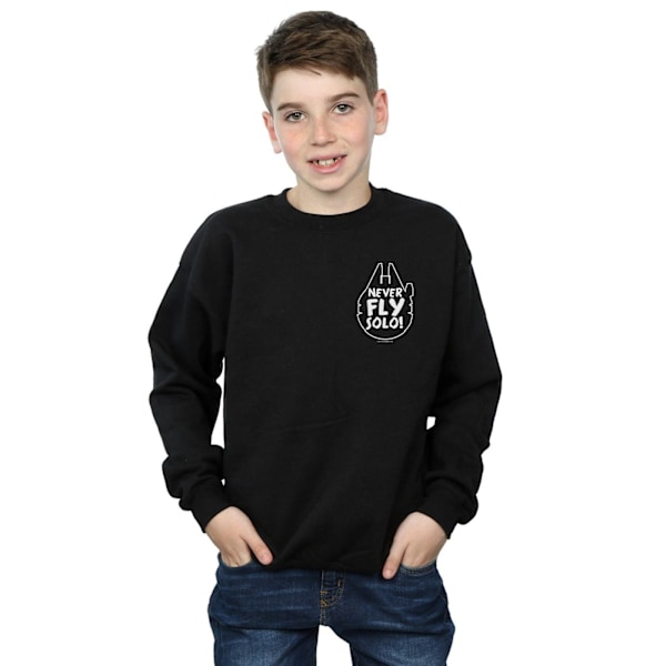 Star Wars Boys Never Fly Solo Sweatshirt 7-8 år Svart Black 7-8 Years