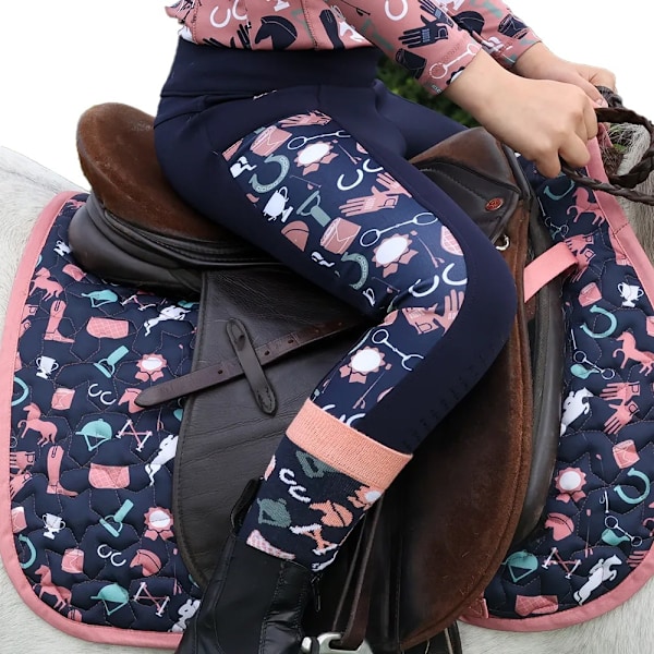 Little Rider Barn- och Ponnypassion Ridtights 9- Navy/Blush 9-10 Years