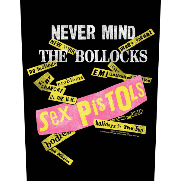 Sex Pistols Never Mind The Bollocks Track List Patch One Size B Black/Yellow/White/Pink One Size