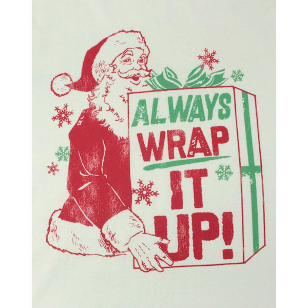 Junk Food Mens Always Wrap It Up Jultomte T-shirt M Elfenbensvit/Grön Ivory/Green/Red M