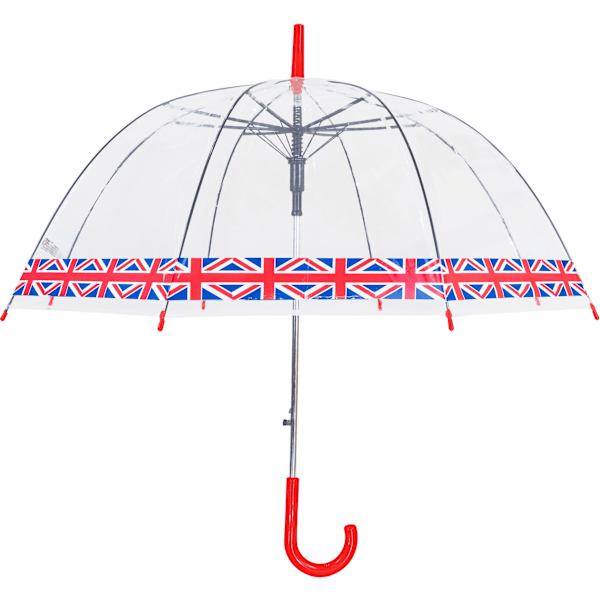 X-Brella Union Jack Trim Dome Paraply En Storlek Genomskinlig/Röd Clear/Red One Size