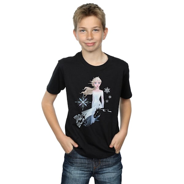 Disney Boys Frozen 2 Elsa Nokk Silhouette T-shirt 9-11 år Blå Black 9-11 Years