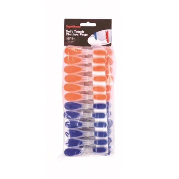 SupaHome Soft Touch klädnypa (paket med 24) 9,5 x 27,5 x 5 cm O Orange/Blue 9.5 x 27.5 x 5cm