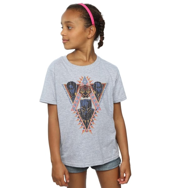 Marvel Girls Black Panther Tribal Heads Bomull T-shirt 7-8 år Sports Grey 7-8 Years