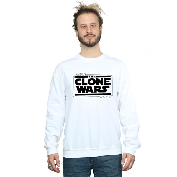 Star Wars Herr Clone Wars Logotyp Sweatshirt 4XL Vit White 4XL