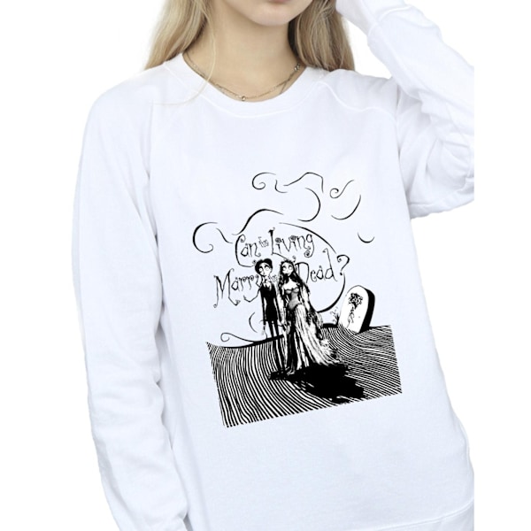 Corpse Bride Dam sweatshirt för kvinnor/damer, Marry The Dead, XL, vit White XL