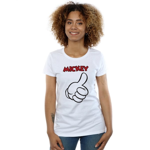 Disney Dam/Kvinnor Mickey Mouse Tummen Upp Bomull T-shirt M Vit White M