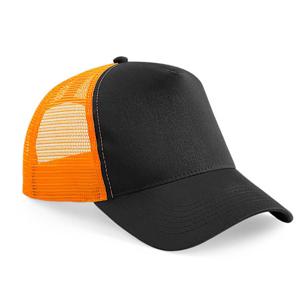 Beechfield Herr Halv Mesh Trucker Cap / Huvudbonad One Size Svart Black/Orange One Size