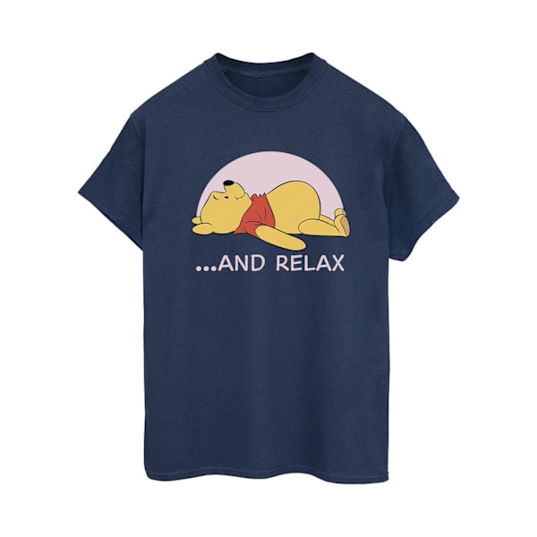 Disney Dam/Damer Winnie The Pooh Relax Bomull Boyfriend T-Shirt M Marinblå Navy Blue M