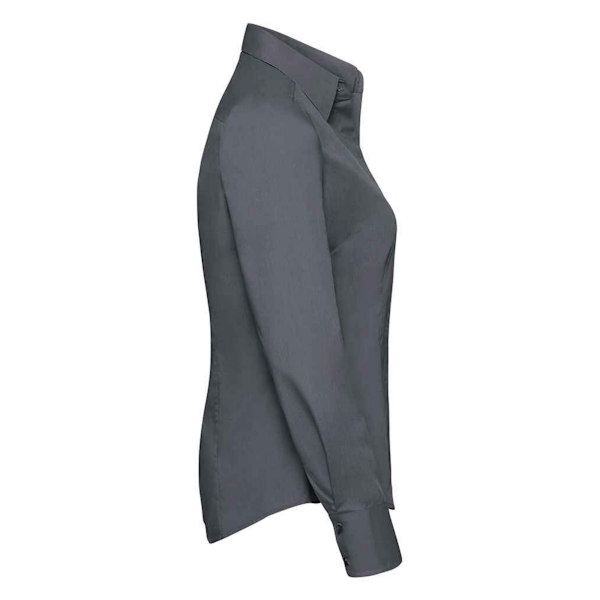 Russell Collection Damkläder Poplin Passform Långärmad Skjorta Convoy Grey 14 UK