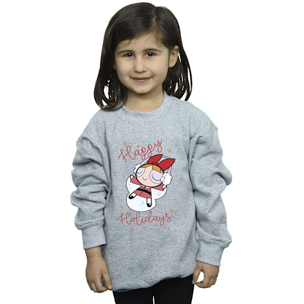 Powerpuffpinglorna Flickor Happy Holidays Sweatshirt 5-6 År S Sports Grey 5-6 Years