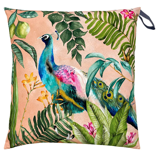 Evans Lichfield Peacock Outdoor Cushion Cover One Size Green/Bl Green/Blue/Pink One Size