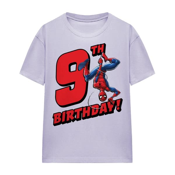 Spider-Man Dam/Dam 9-årsdag T-shirt S Lavendel Lavender S