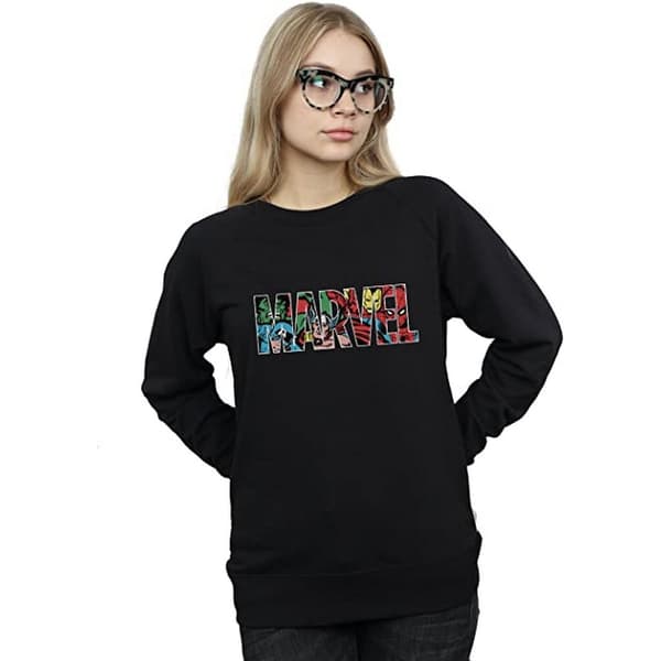 Marvel Comics Dam/Kvinnor Infill Logo Sweatshirt XL Svart Black XL