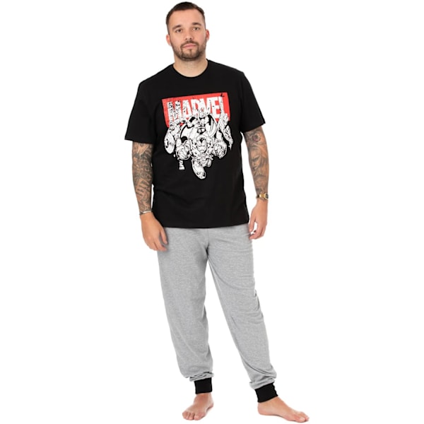 Marvel Pyjamas för män Superhjälte M Svart/Grå Black/Grey M