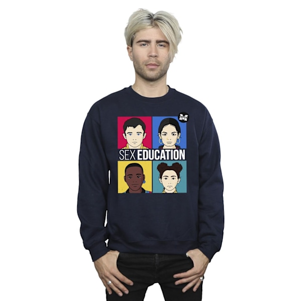 Netflix Mens Sex Education Teen Illustrated Sweatshirt 3XL Marinblå Navy Blue 3XL