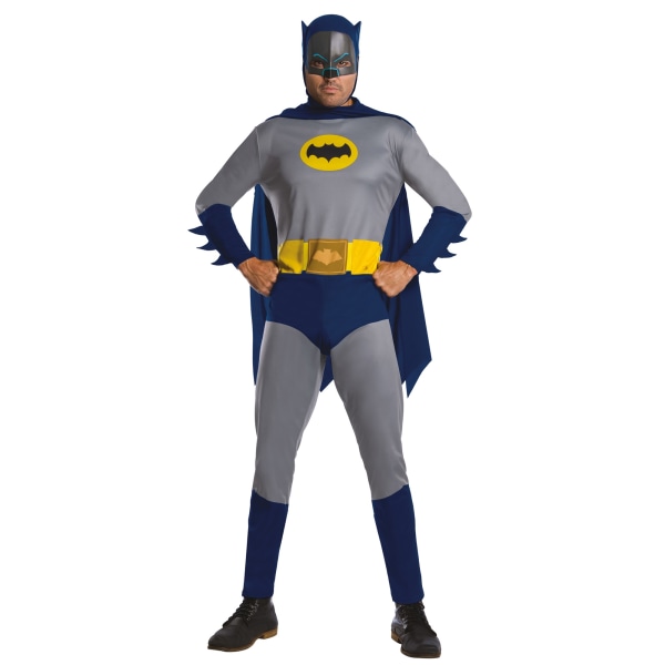 Batman Mens 1966 Kostym Standard Grå/Blå/Gul Grey/Blue/Yellow Standard