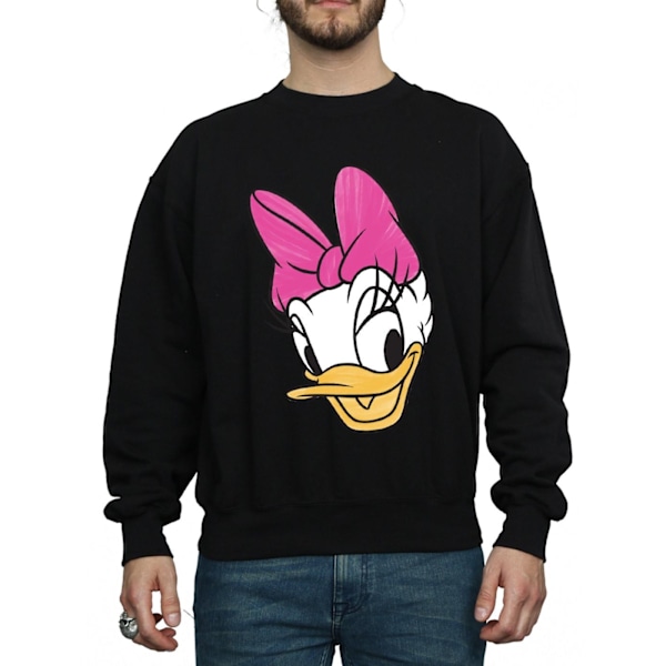 Disney Herr Daisy Duck Huvud Målad Sweatshirt L Svart Black L