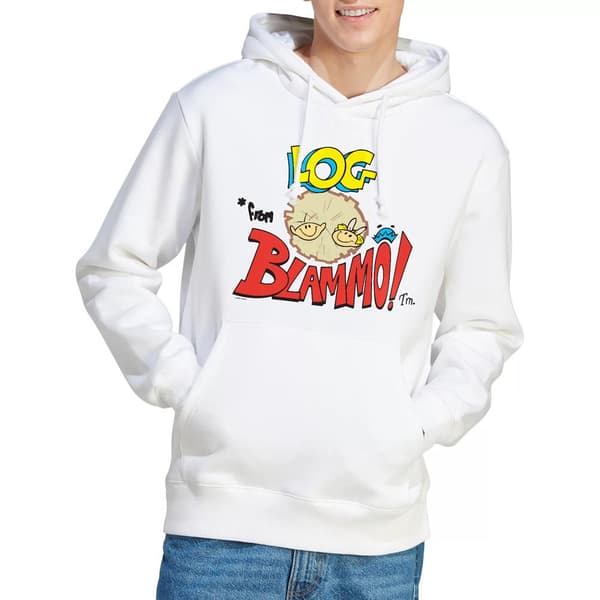 Ren & Stimpy Herr Log From Blamo Hoodie M Vit White M