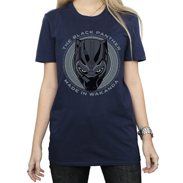 Black Panther Dam/Damer Tillverkad I Wakanda Bomull Boyfriend T-Shirt Navy Blue XL