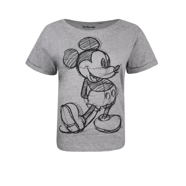 Disney Mickey Mouse Sketch Marl T-Shirt XL Sport för damer/damer Sports Grey XL