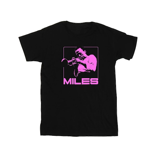 Miles Davis Dam/Kvinnor Rosa Kvadrat Bomull Pojkvän T-shirt Black S