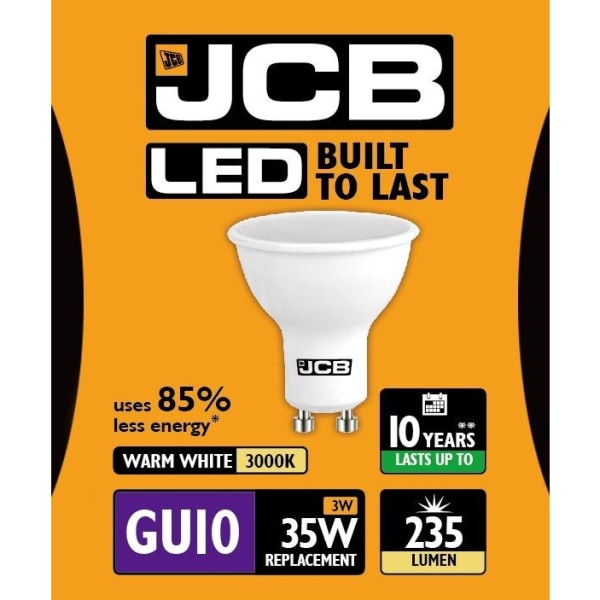 JCB LED GU10 3w Glödlampslock Cap 3000k Varmvit One Size White One Size