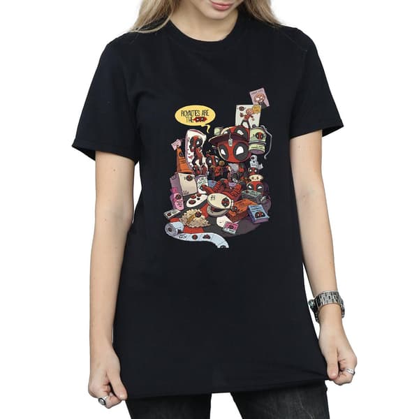 Marvel Dam/Dam Deadpool Merchandise Royalties Bomull Boyf Black 3XL