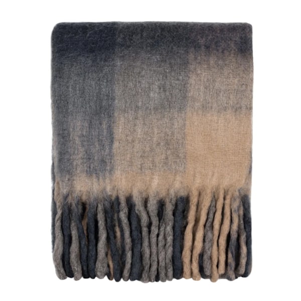 Yard Raystone Rutig Fransad Överkast 180cm x 130cm Flint/Svart Flint/Black 180cm x 130cm
