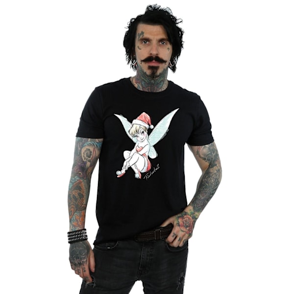 Disney Mens Tinkerbell Christmas Fairy T-Shirt L Svart Black L