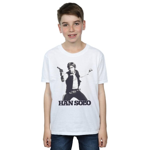 Star Wars Boys Han Solo Retro Foto T-shirt 12-13 år Vit White 12-13 Years