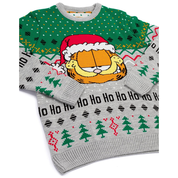 Garfield Unisex Vuxen Stickad Jultröja XL Grå/Grön Grey/Green XL