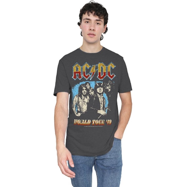 AC/DC Unisex Vuxen World Tour 79 T-Shirt XL Kolgrå Charcoal XL