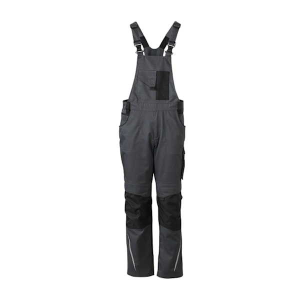 James och Nicholson Unisex Arbetskläder Byxor med Haklapp 44R Kolgrå Carbon Grey/Black 44R