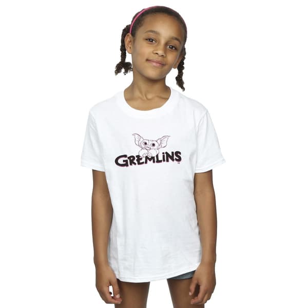 Gremlins Flickor Logotyp Linje Bomulls T-Shirt 3-4 År Vit White 3-4 Years