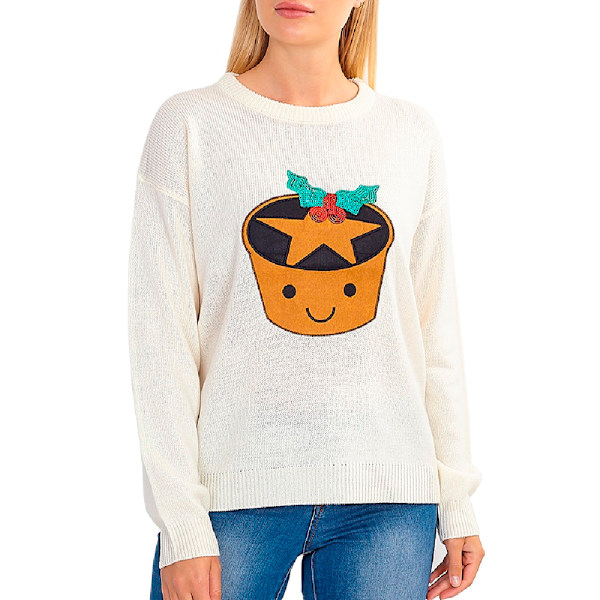 Brave Soul Dam/Kvinnor Mince Pie Jultröja S Cream Cream S