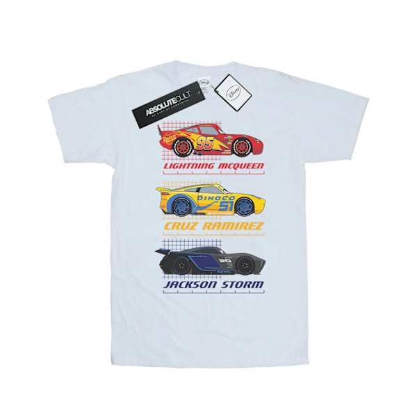 Disney Womens/Ladies Cars Racer Profile Bomull Boyfriend T-Shir White S