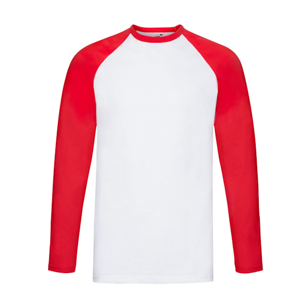 Fruit of the Loom Unisex Adult Contrast Long-Sleeved Baseball T White/Red XXL