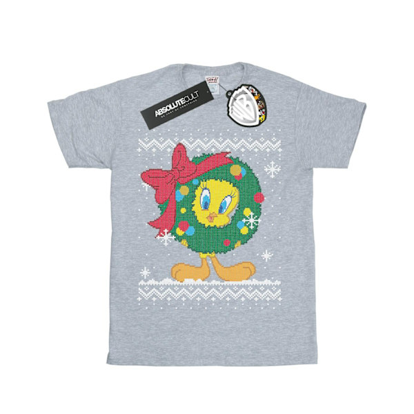 Looney Tunes Girls Tweety Pie Jul Fair Isle Bomull T-Shir Sports Grey 9-11 Years